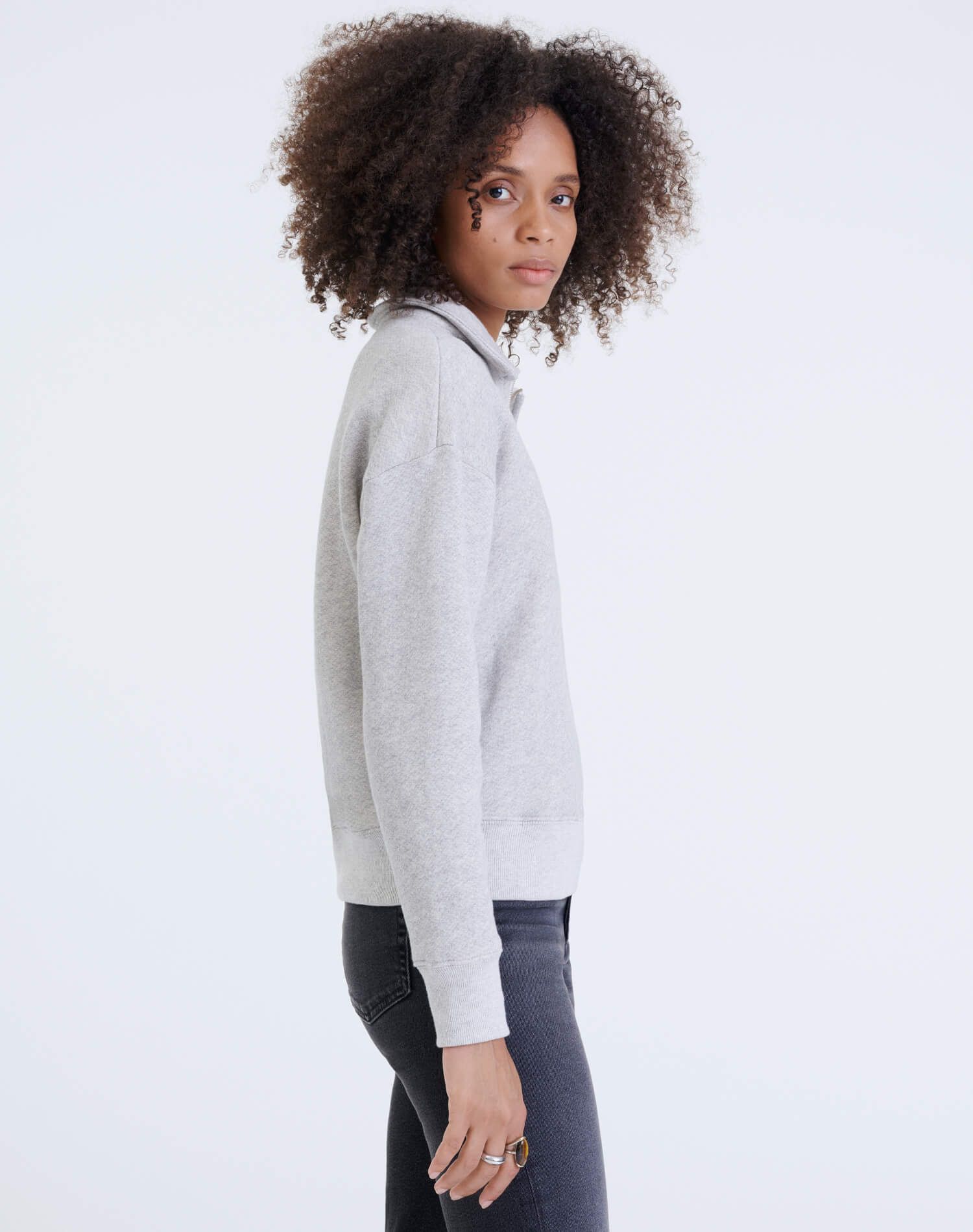 70s Half Zip Sweatshirt - Heather Grey sold by Re/Done product image thumbnail 3