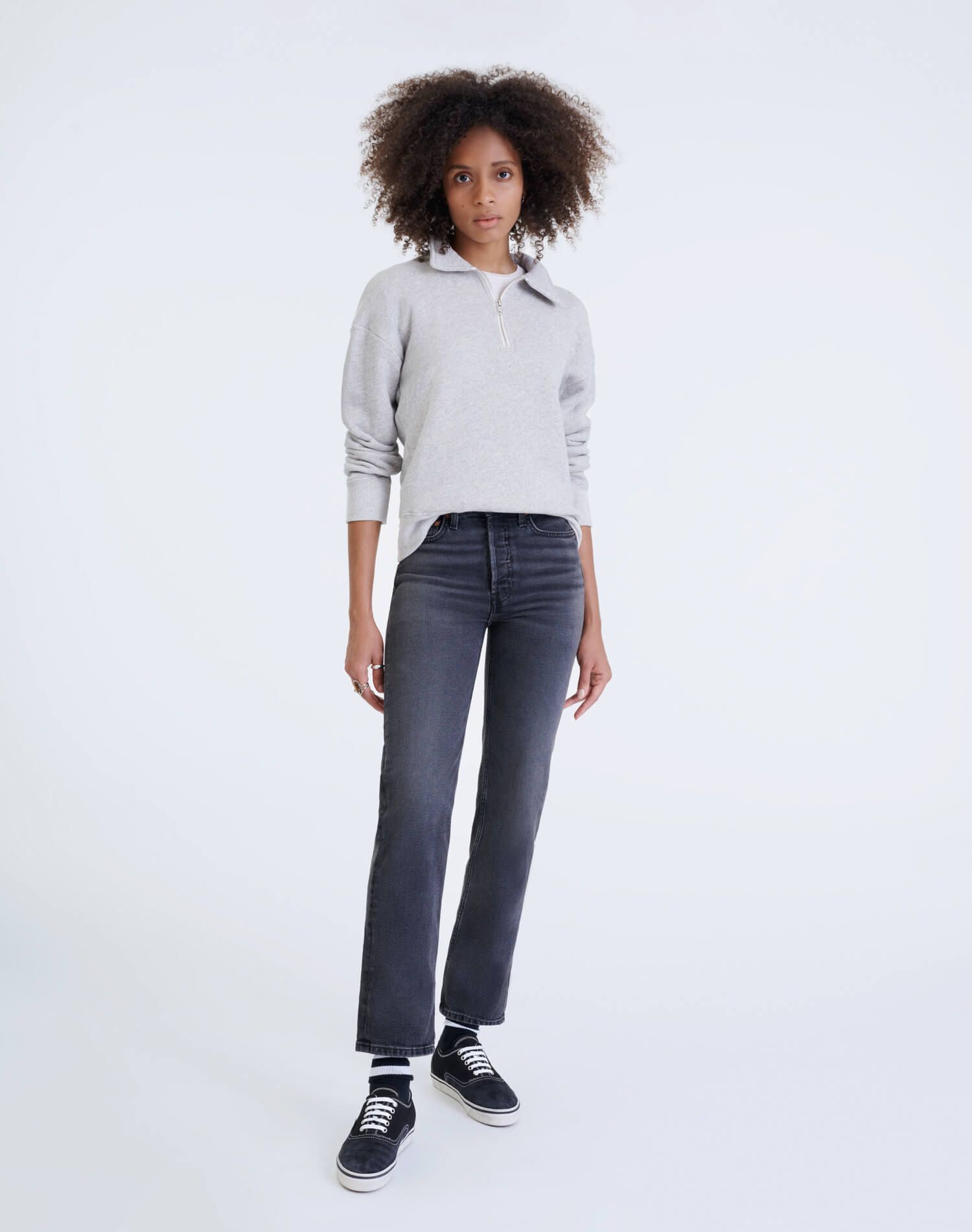 70s Half Zip Sweatshirt - Heather Grey sold by Re/Done product image thumbnail 2