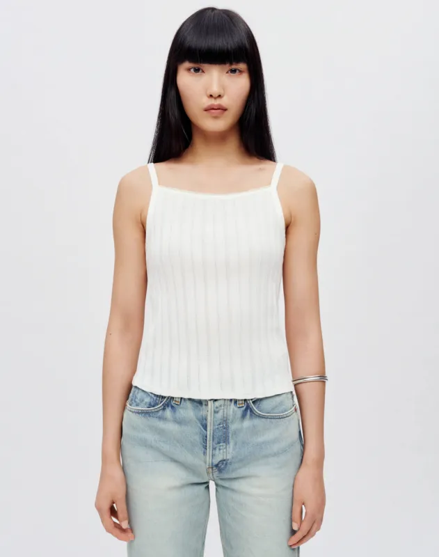 Hanes Pointelle Square Neck Tank - Vintage White sold by Re/Done