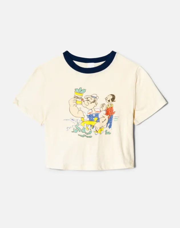 Micro "Popeye" Tee -  Vintage Ivory With Midnight made by Re/Done