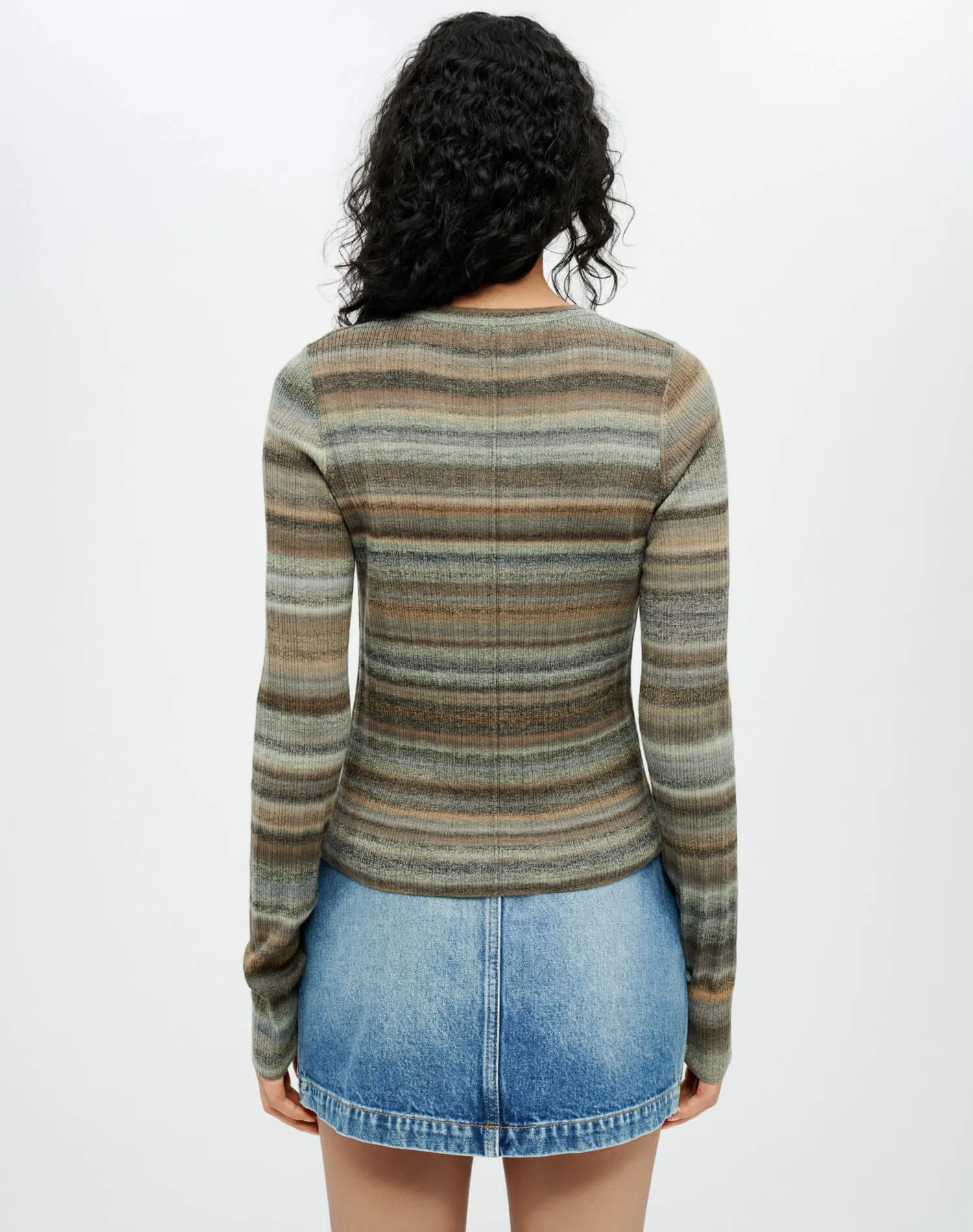 Long Sleeve Ribbed Crewneck - Grey Space Dye sold by Re/Done product image thumbnail 4