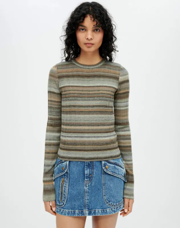 Long Sleeve Ribbed Crewneck - Grey Space Dye made by Re/Done