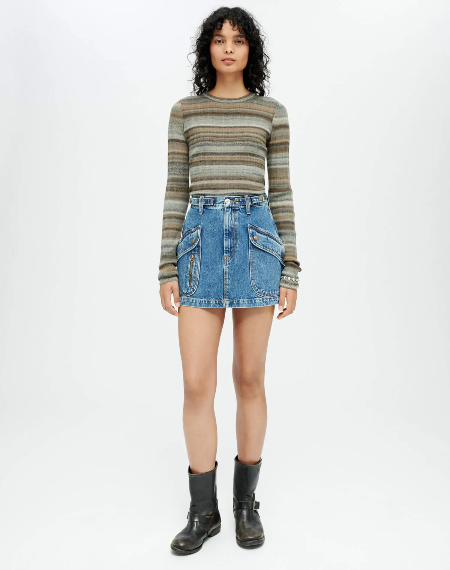 Long Sleeve Ribbed Crewneck - Grey Space Dye sold by Re/Done product image thumbnail 2