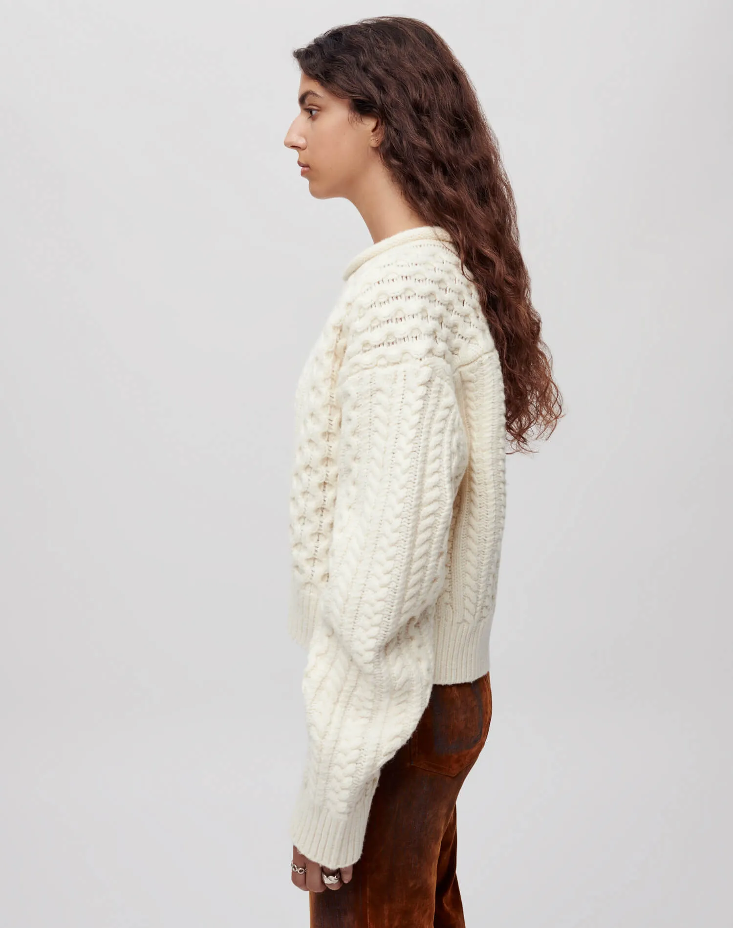 Crewneck Cable Knit Pullover - Ivory sold by Re/Done product image thumbnail 4