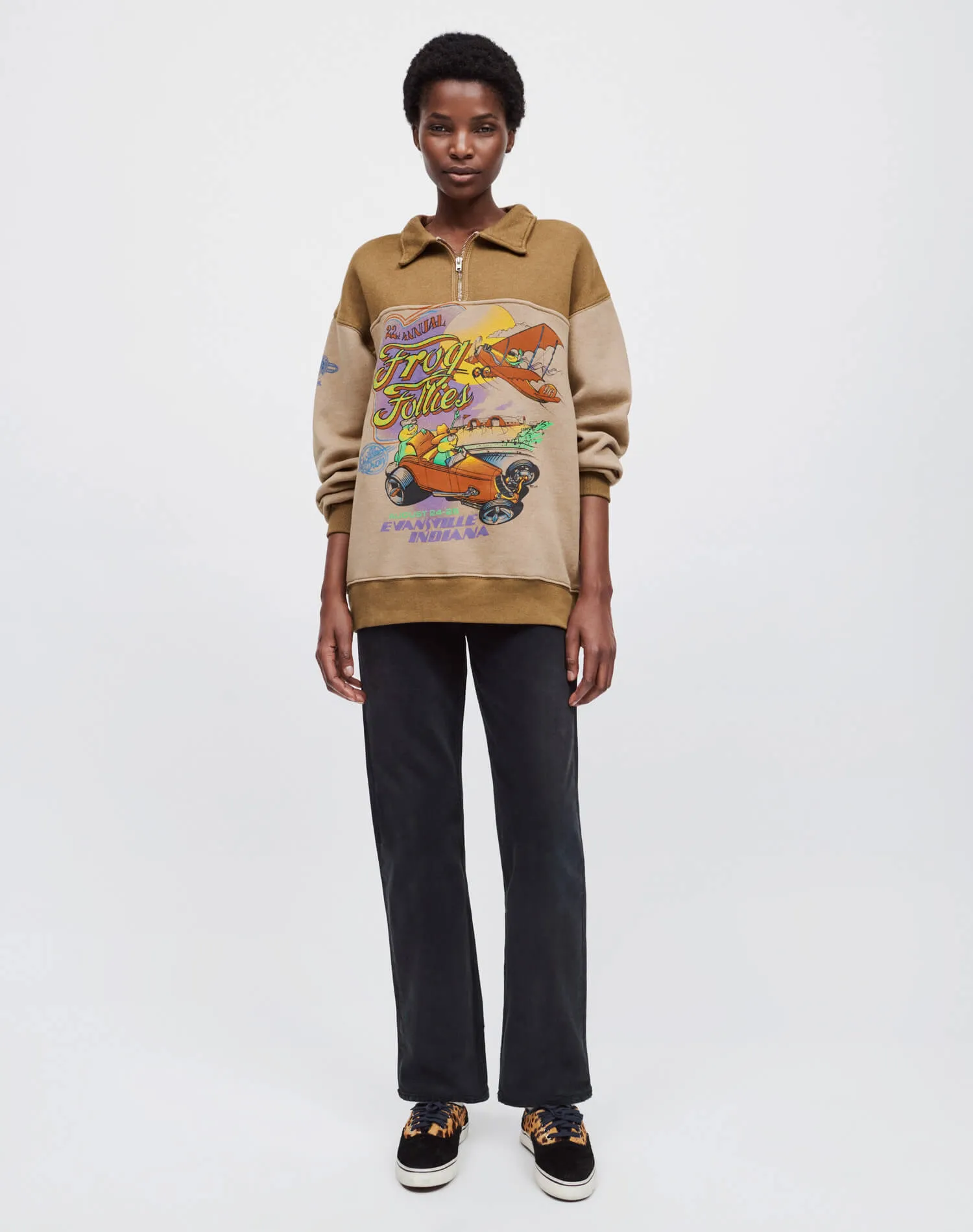 80s Upcycled Oversized Half Zip - Assorted Caramel sold by Re/Done product image thumbnail 4