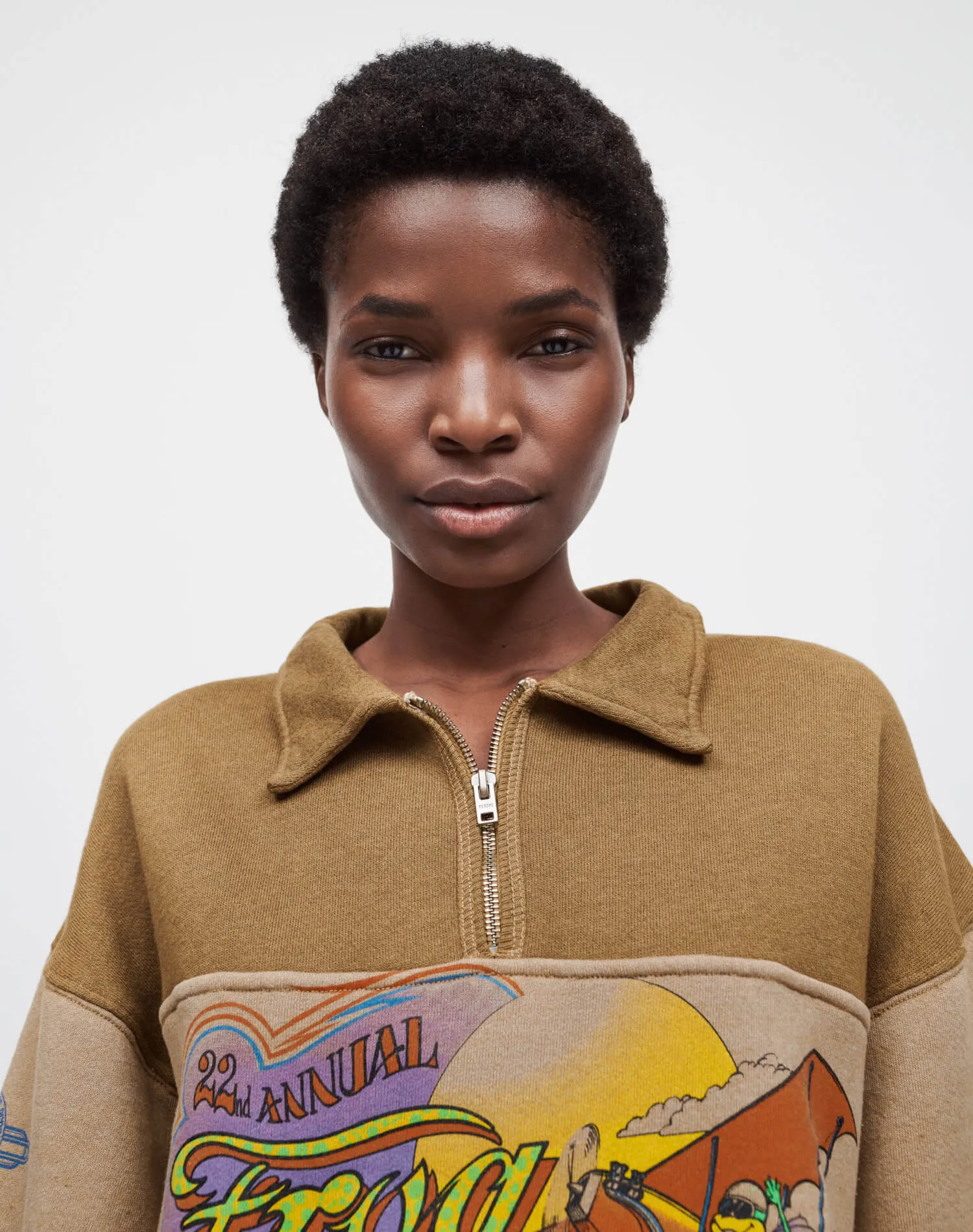 80s Upcycled Oversized Half Zip - Assorted Caramel sold by Re/Done product image thumbnail 5