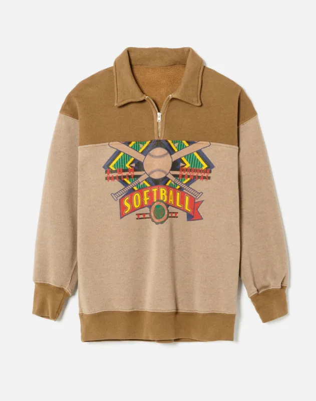 80s Upcycled Oversized Half Zip - Assorted Caramel sold by Re/Done