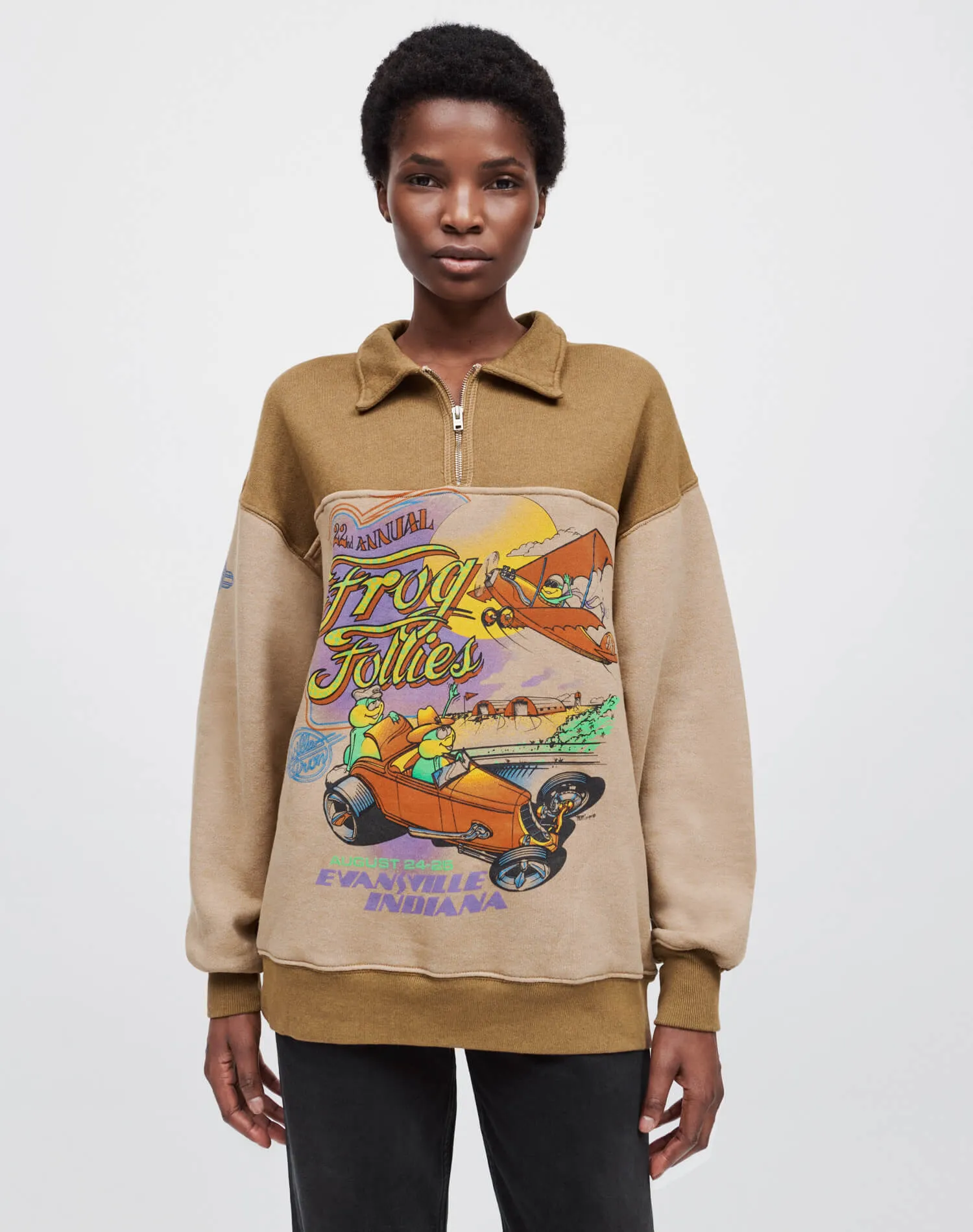 80s Upcycled Oversized Half Zip - Assorted Caramel sold by Re/Done product image thumbnail 3