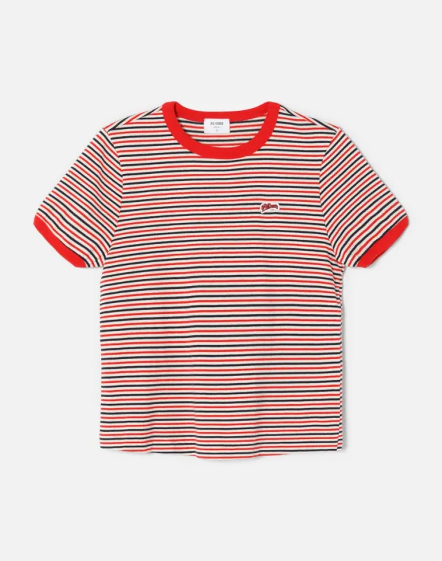 Striped Ringer Tee -  Natural/Red sold by Re/Done