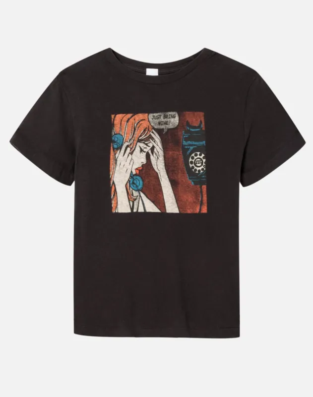 Classic "Just Send Wine" Tee - Washed Black sold by Re/Done