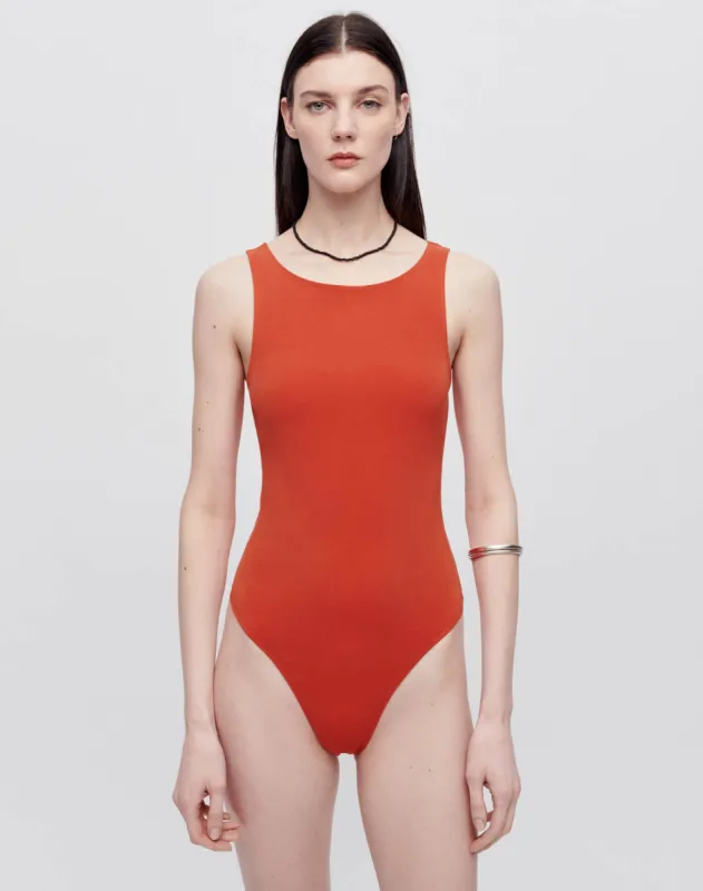 High Neck Bodysuit - Persimmon sold by Re/Done