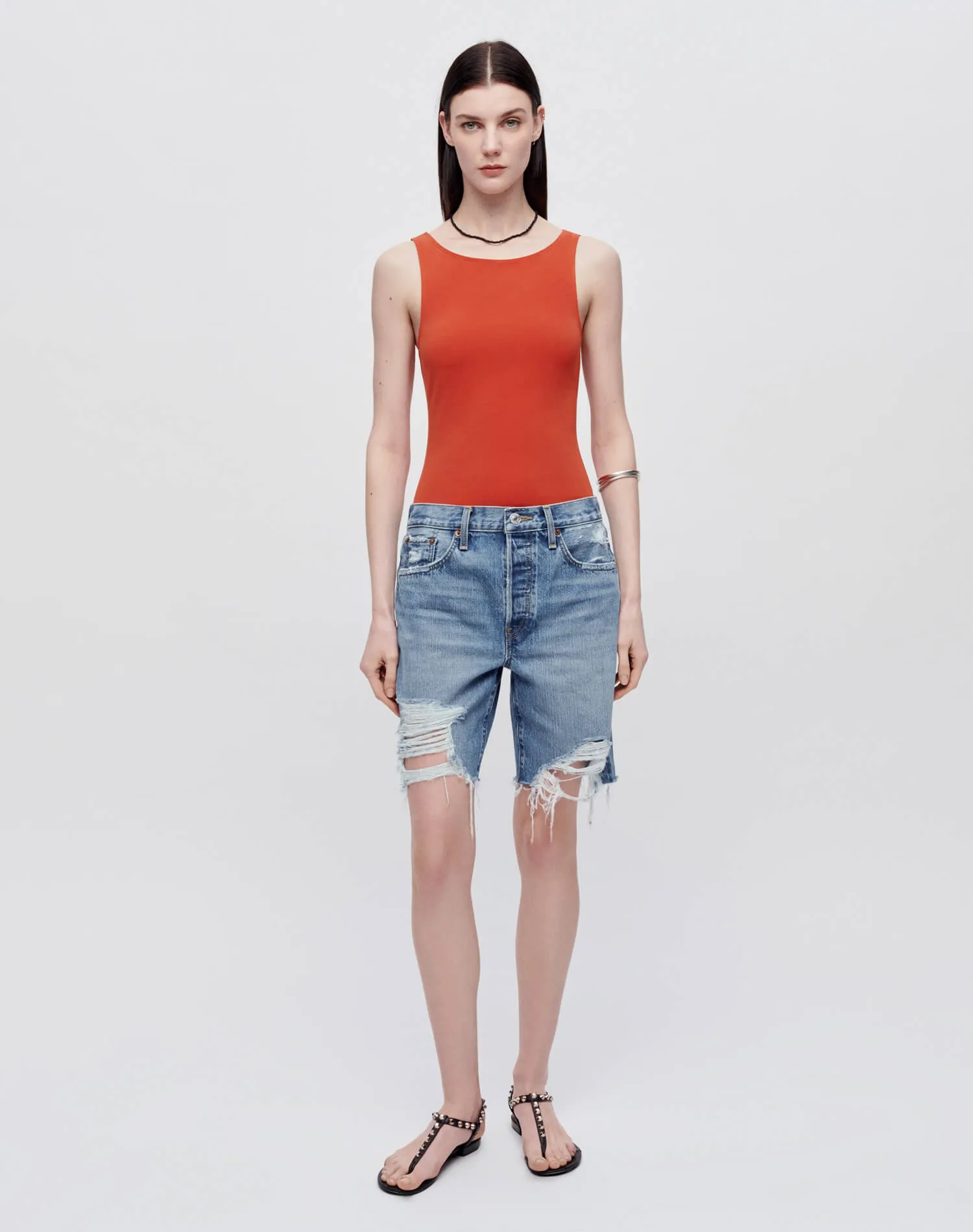 High Neck Bodysuit - Persimmon sold by Re/Done product image thumbnail 2