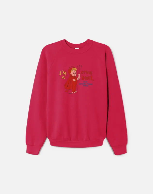 Upcycled "Little Devil" Sweatshirt in Fuchsia - 11229786 sold by Re/Done