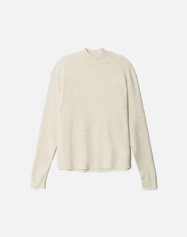 Waffle Mock Neck Pullover - Ivory Combo sold by Re/Done