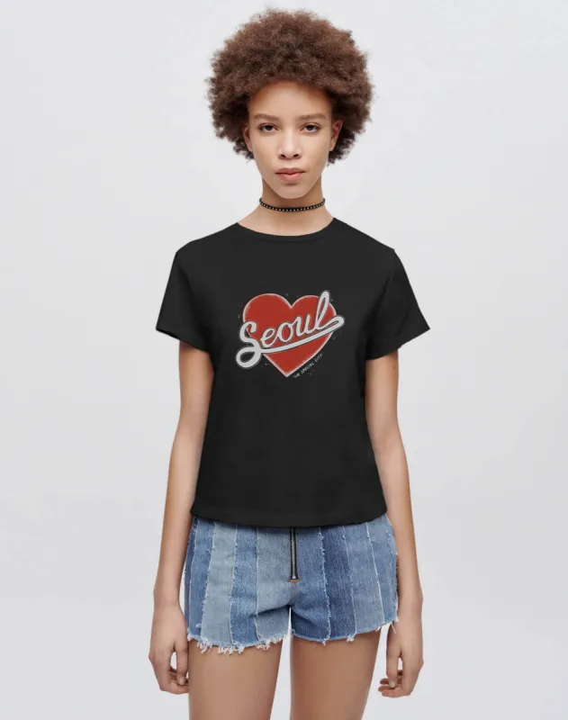 Classic "Seoul Heart" Tee - Washed Black made by Re/Done