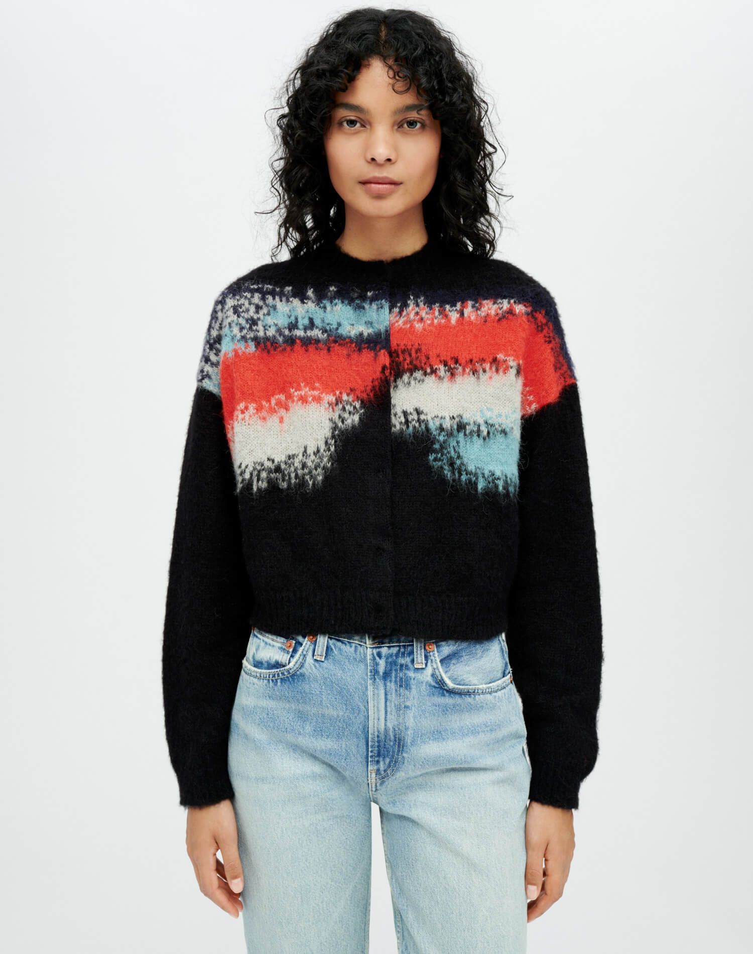 Intarsia Crew Cardigan - Black Multi sold by Re/Done product image thumbnail 2