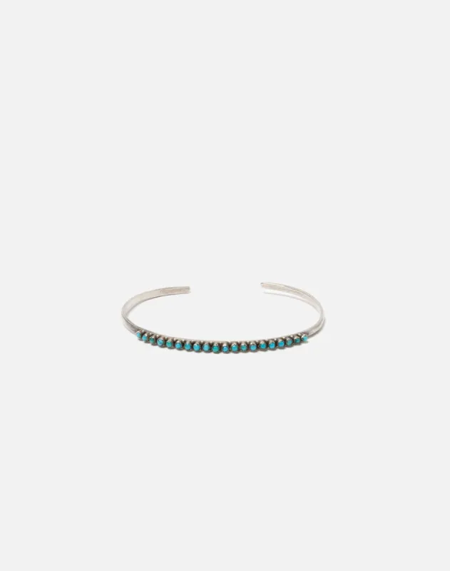1940s Sterling Silver And Turquoise Zuni Snake Eyes Bracelet - #87 made by Re/Done