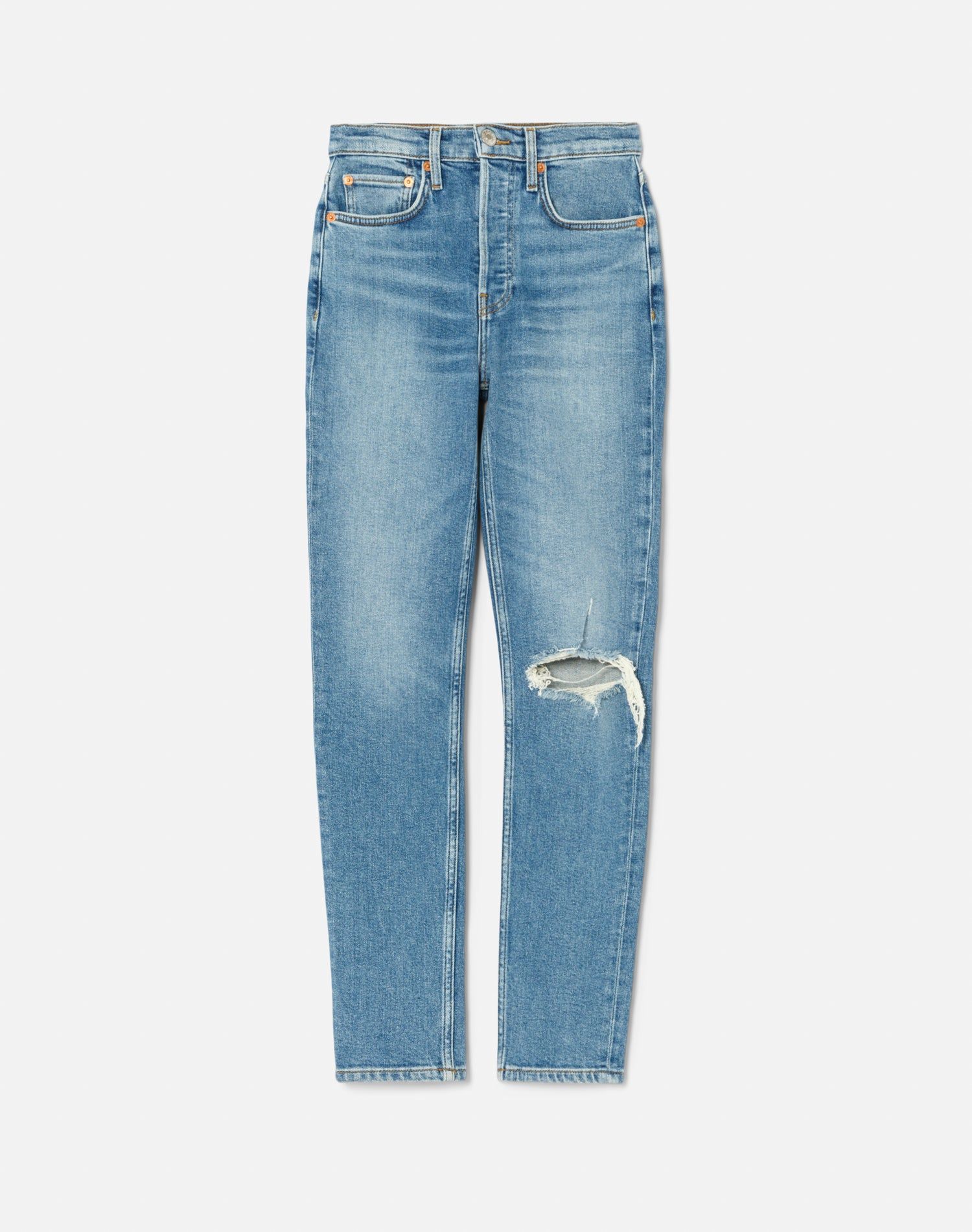 Comfort Stretch High Rise Ankle Crop - Worn Brook Blue sold by Re/Done