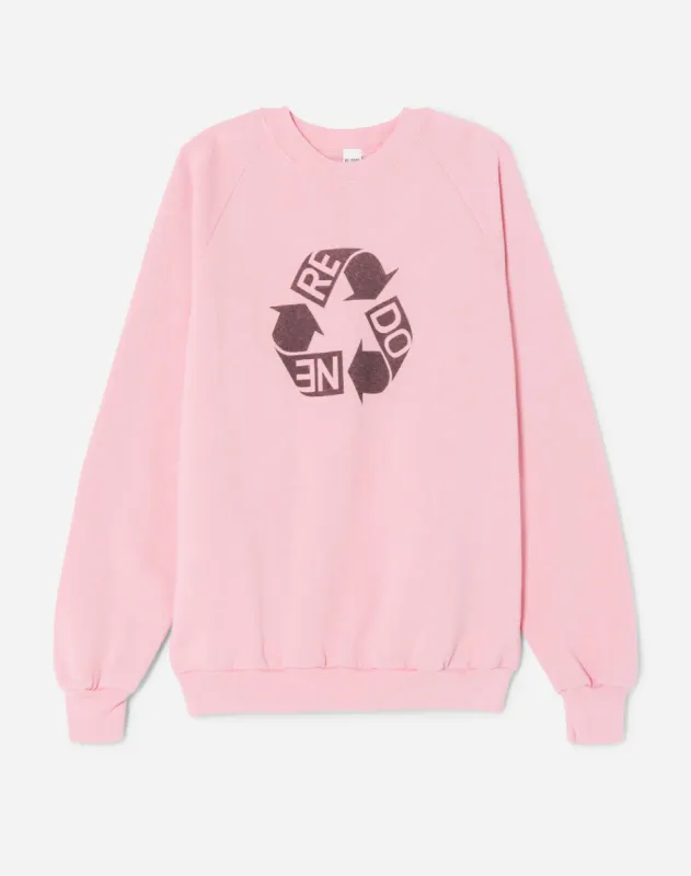 Upcycled "RE/DONE Recycle" Sweatshirt - Pink sold by Re/Done
