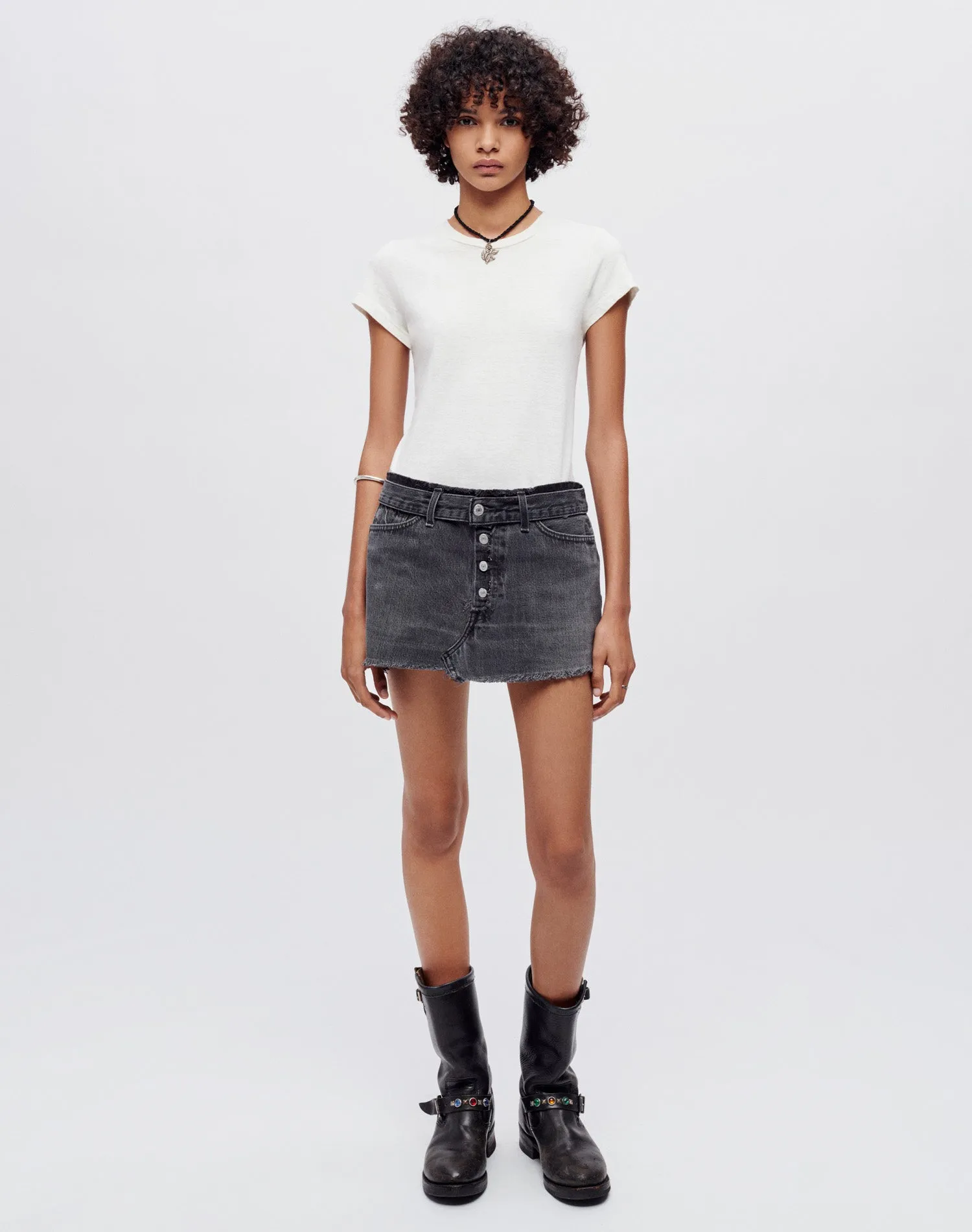 Levi's Raw Waist Mini Skirt - Black sold by Re/Done product image thumbnail 2