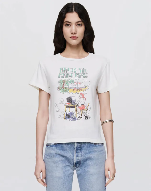 Classic "Back To Reality" Tee - Vintage White sold by Re/Done