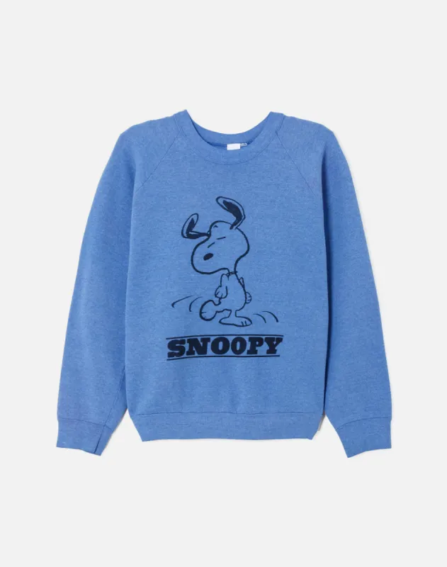Upcycled "Snoopy Dancing" Sweatshirt in Heathered Blue - 11229725 sold by Re/Done