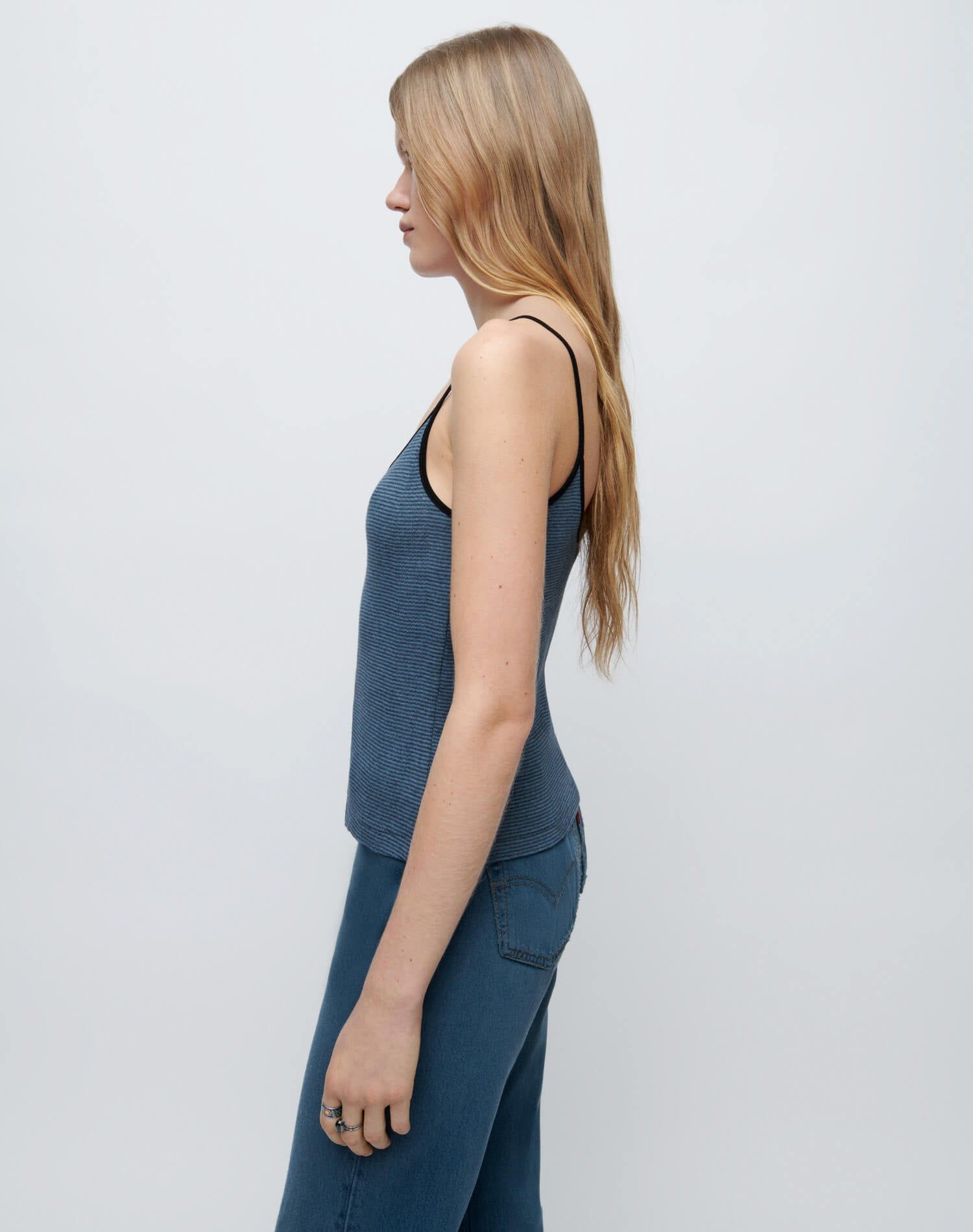 90s Spaghetti Strap Tank - Steel Blue Stripe sold by Re/Done product image thumbnail 6