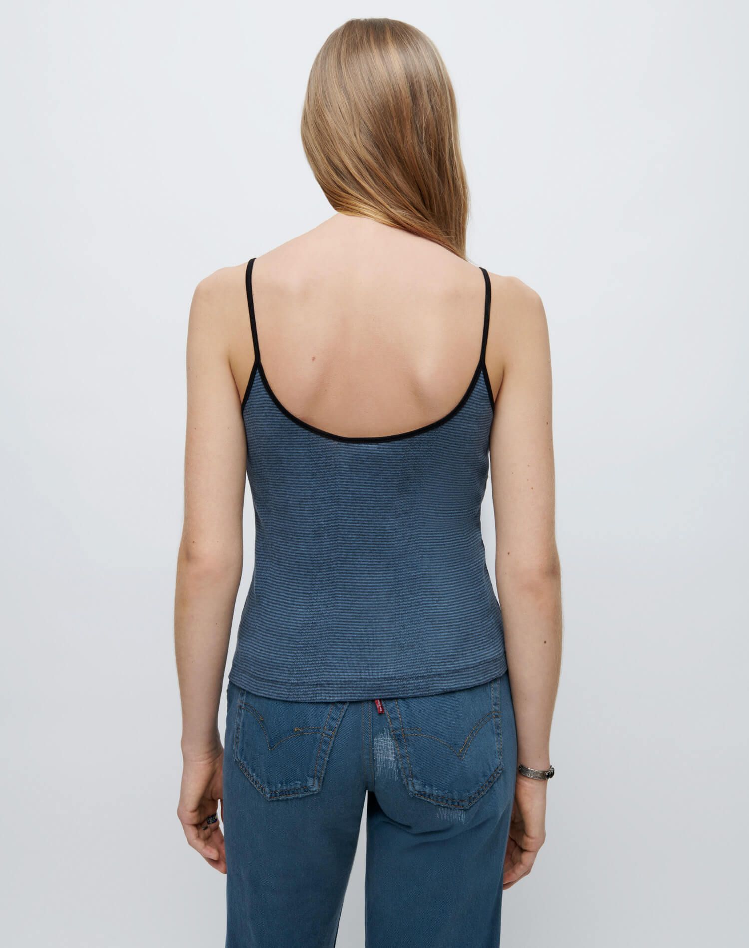 90s Spaghetti Strap Tank - Steel Blue Stripe sold by Re/Done product image thumbnail 7