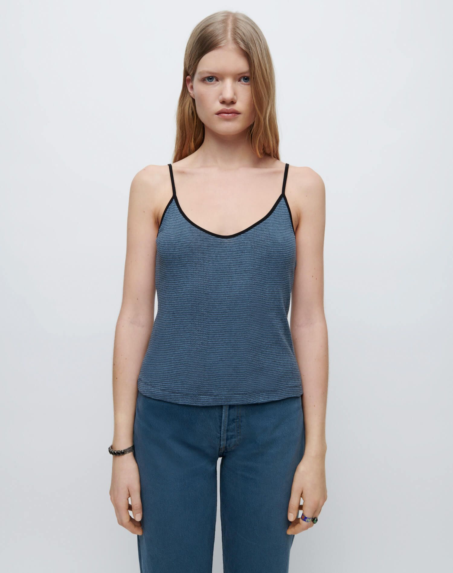 90s Spaghetti Strap Tank - Steel Blue Stripe sold by Re/Done product image thumbnail 3