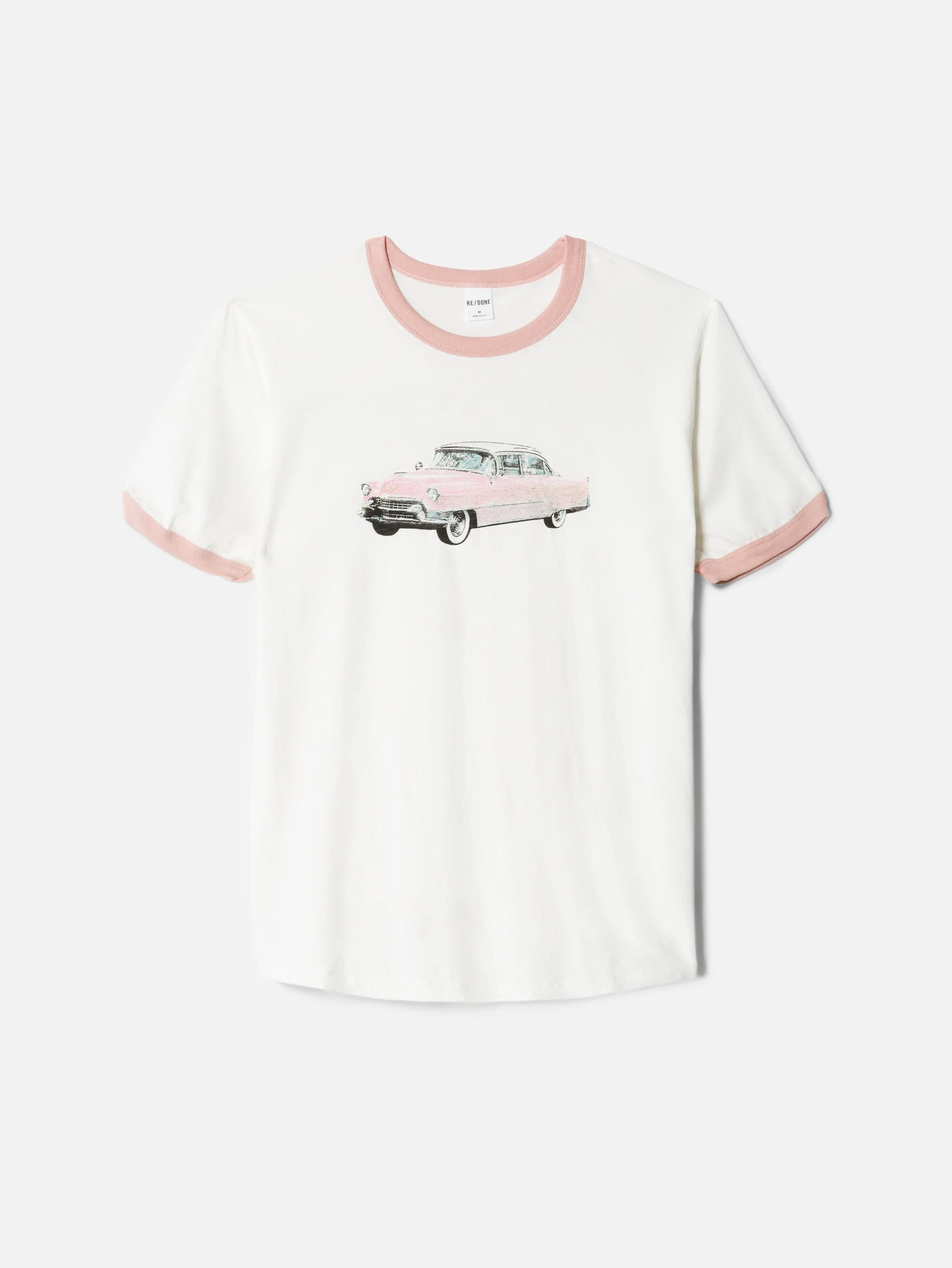Ringer "Pink Caddy" Tee - Old White Pink sold by Re/Done product image thumbnail 5