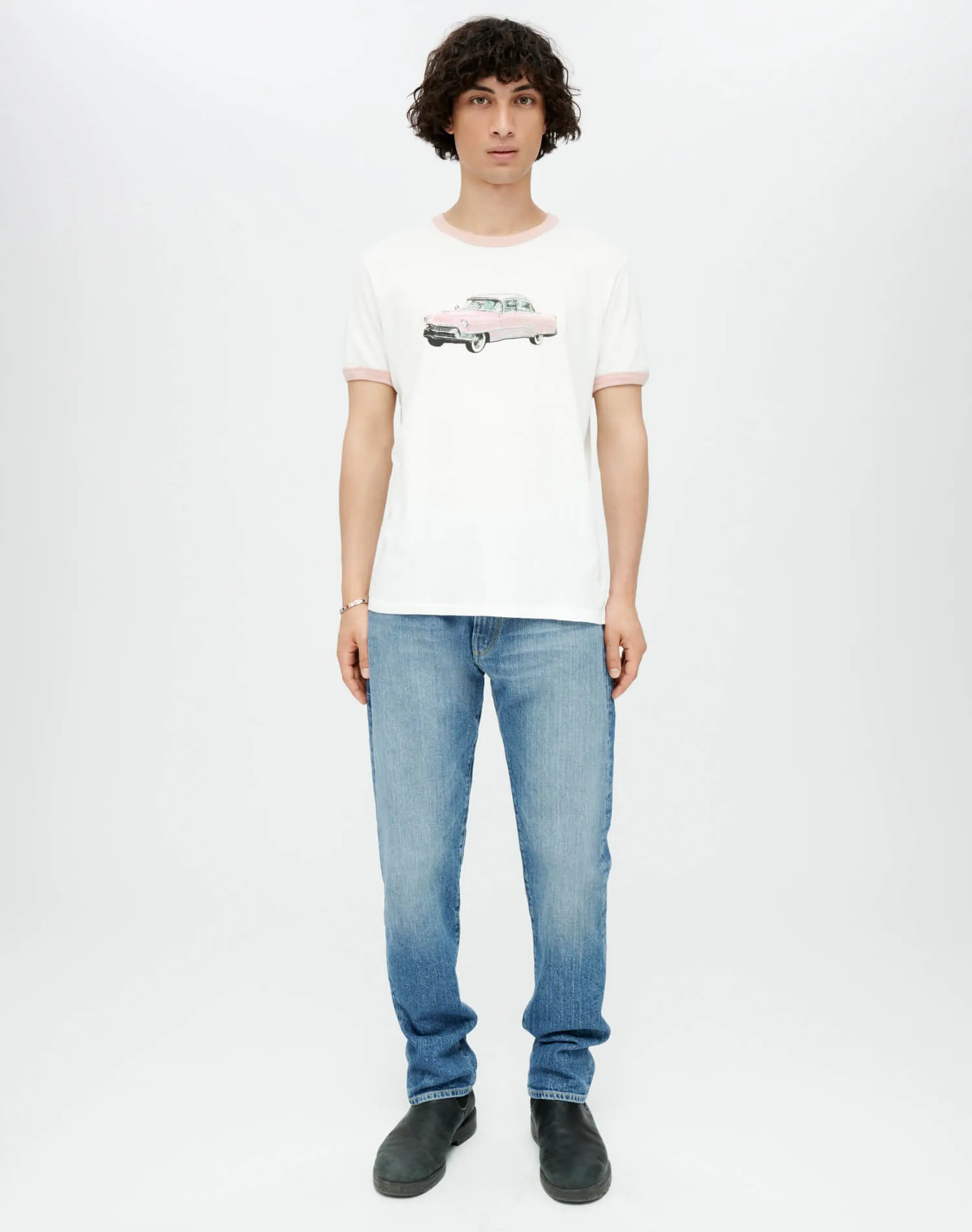 Ringer "Pink Caddy" Tee - Old White Pink sold by Re/Done product image thumbnail 2