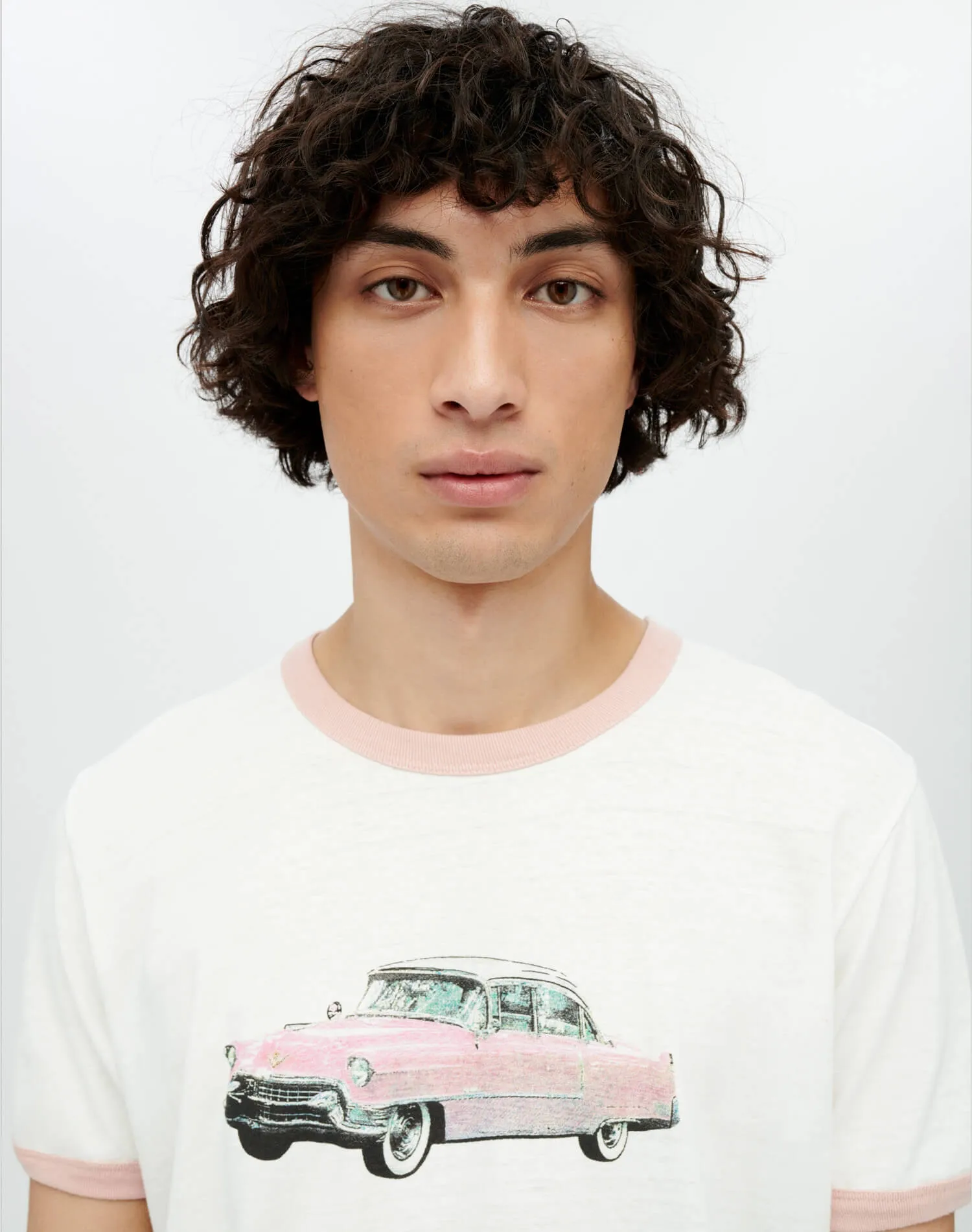 Ringer "Pink Caddy" Tee - Old White Pink sold by Re/Done product image thumbnail 3