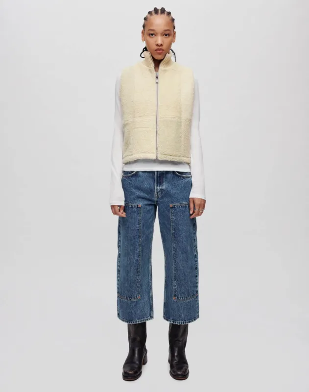 Upcycled Reversible Sherpa Vest - Natural Multi sold by Re/Done