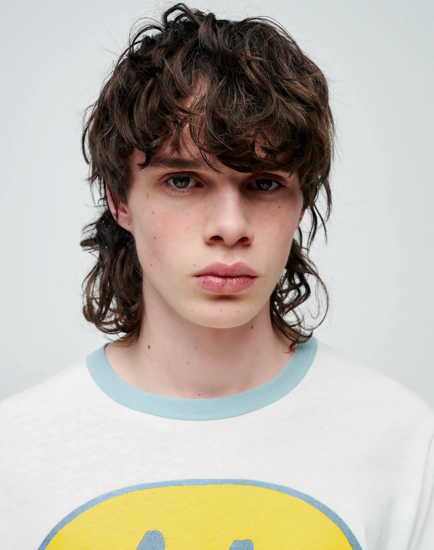 Ringer Tee "Smiley" - Old White/Stone Blue sold by Re/Done product image thumbnail 5