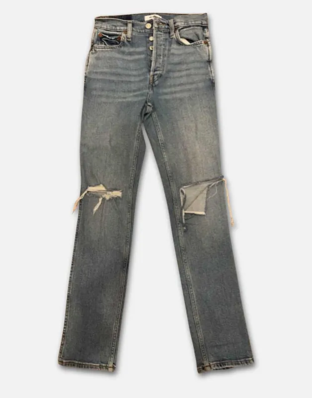 80s Slim Straight in Brisk Blue with Rips made by Re/Done
