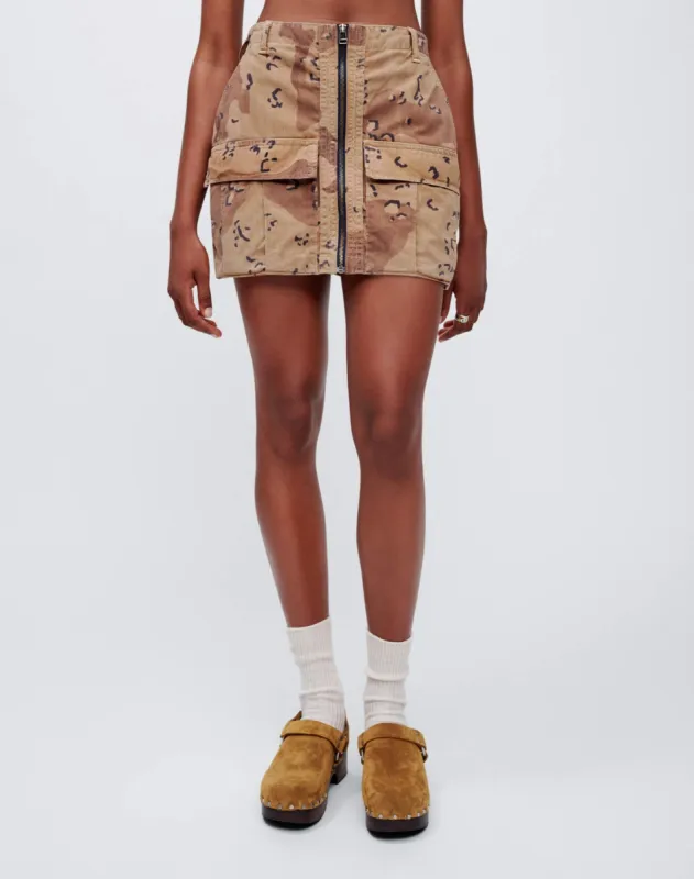 Upcycled Cargo Skirt - Desert Camo sold by Re/Done