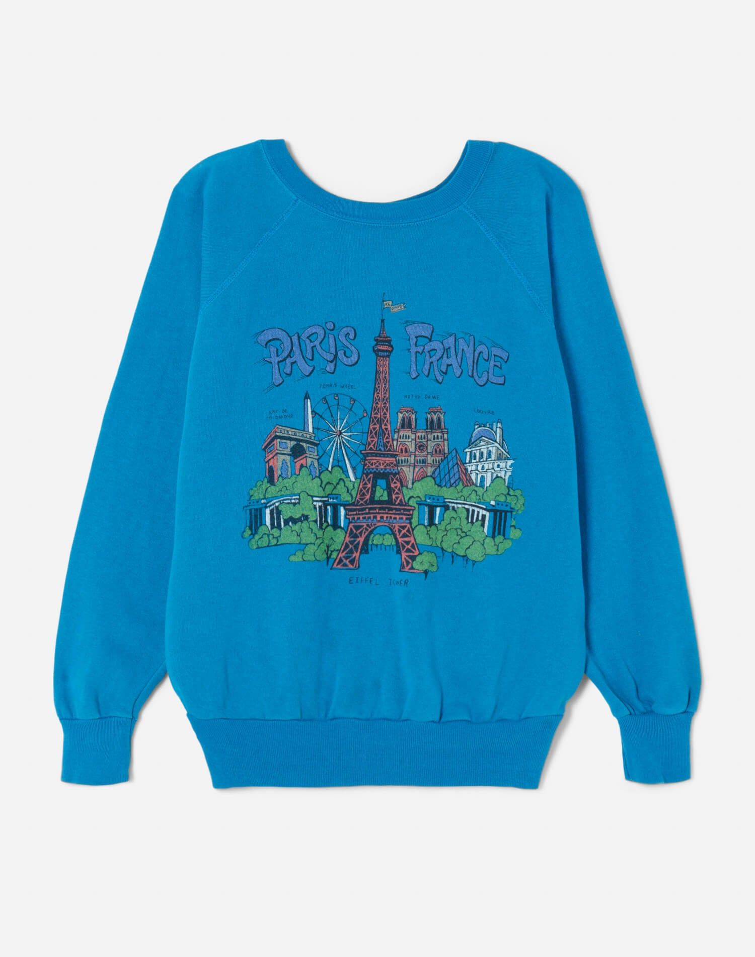 Upcycled "Paris Postcard" Sweatshirt - Teal sold by Re/Done