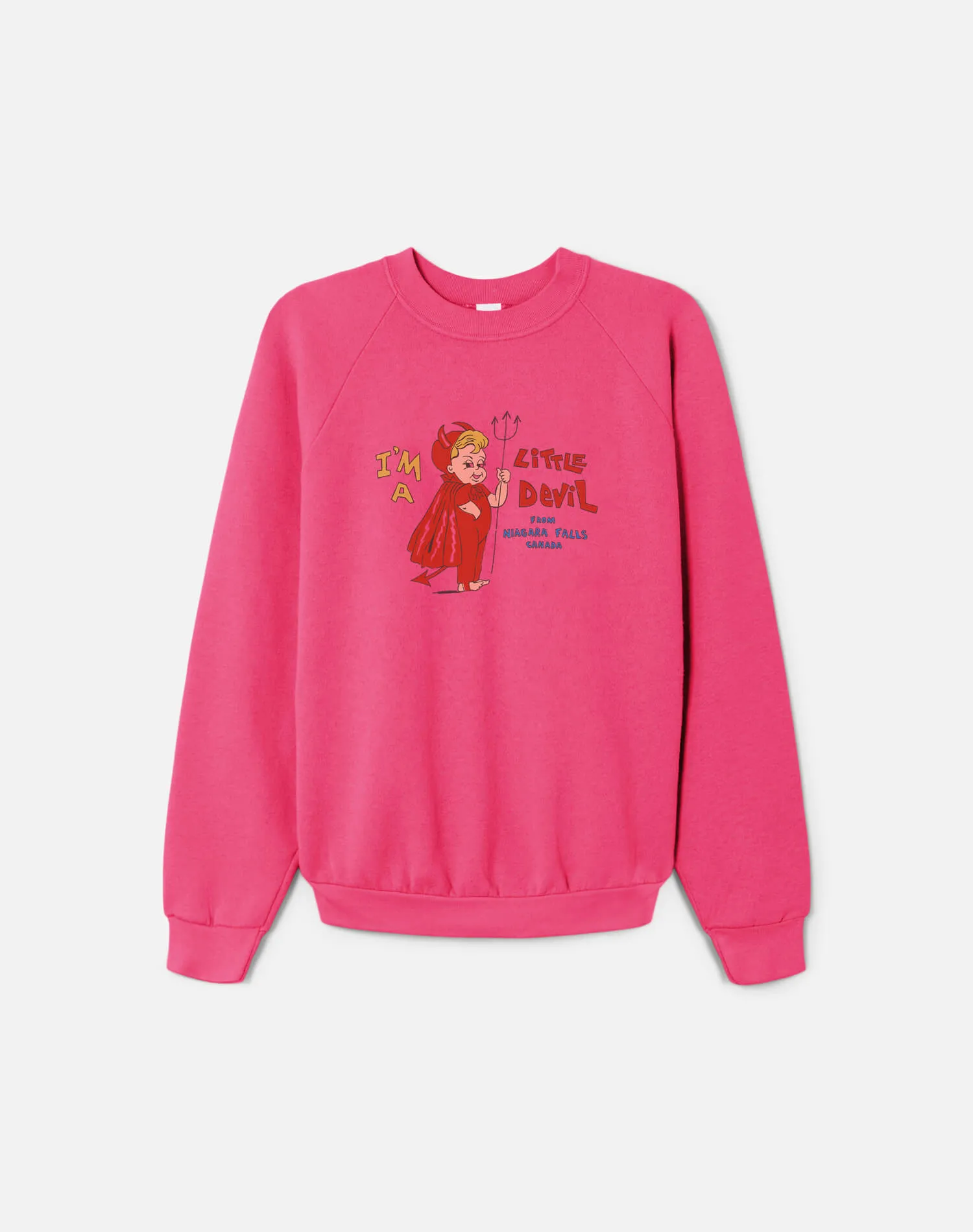 Upcycled "Little Devil" Sweatshirt in Hot Pink - 11229774 sold by Re/Done
