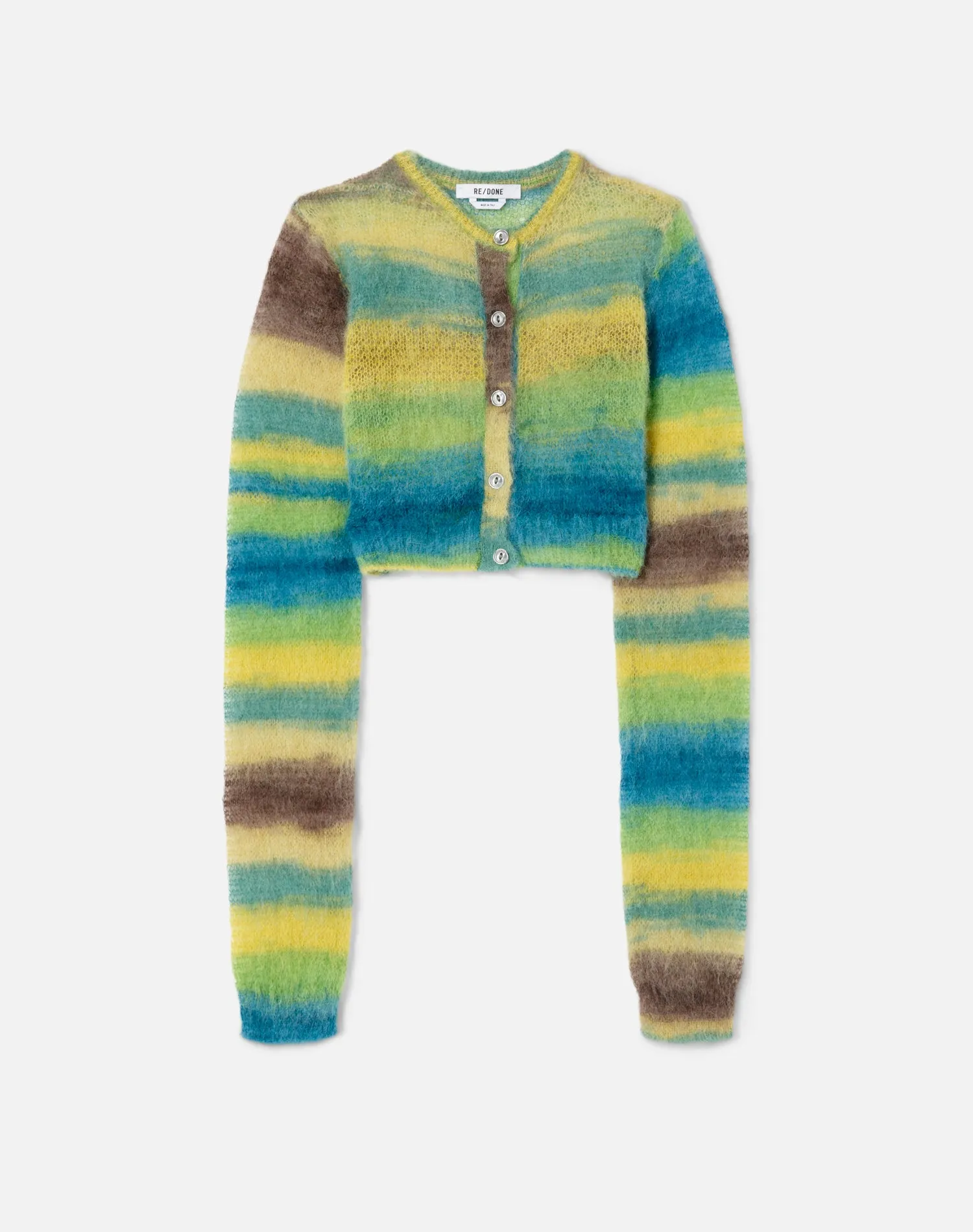 Cropped Crewneck Cardigan - Green Space Dye sold by Re/Done