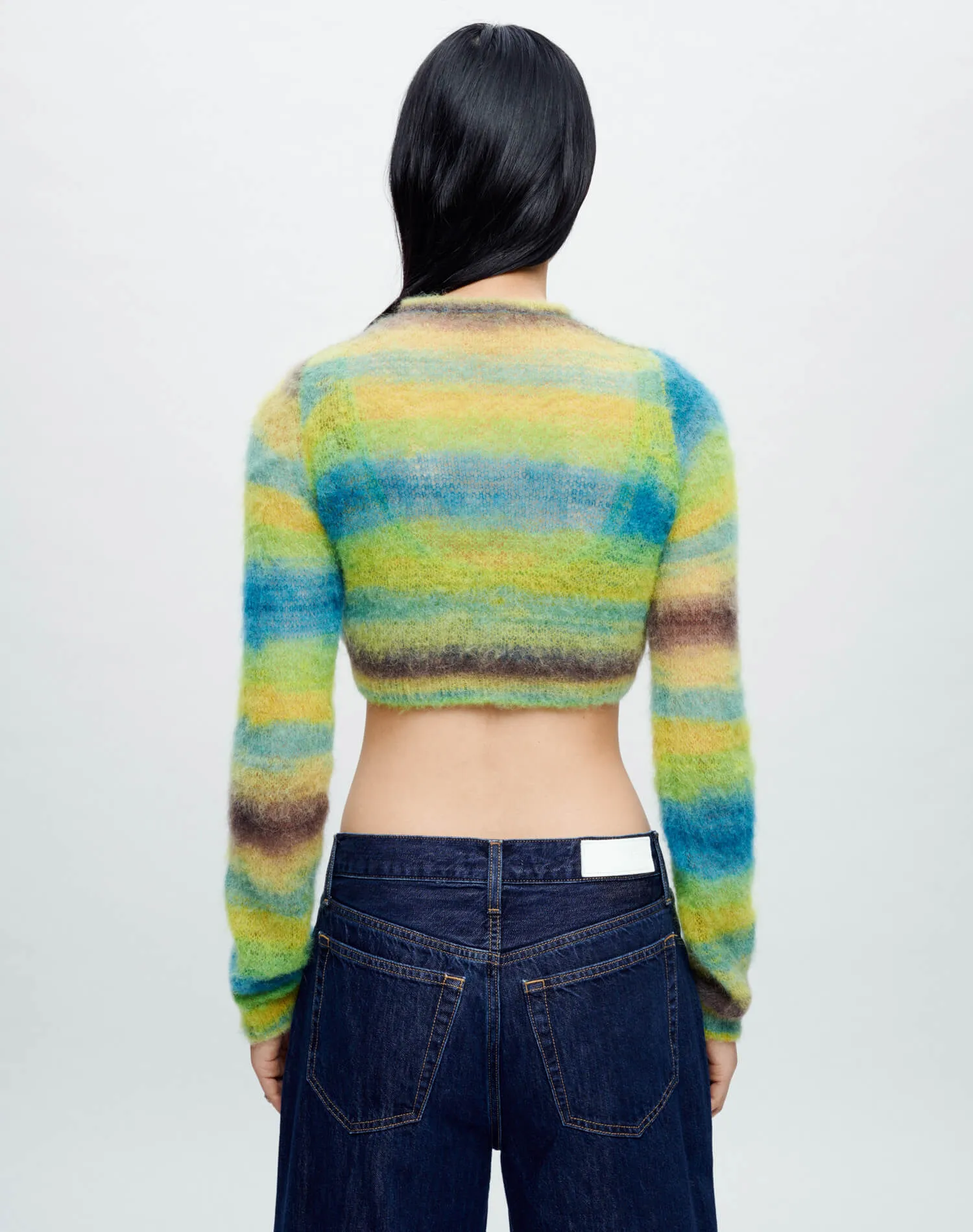 Cropped Crewneck Cardigan - Green Space Dye sold by Re/Done product image thumbnail 5