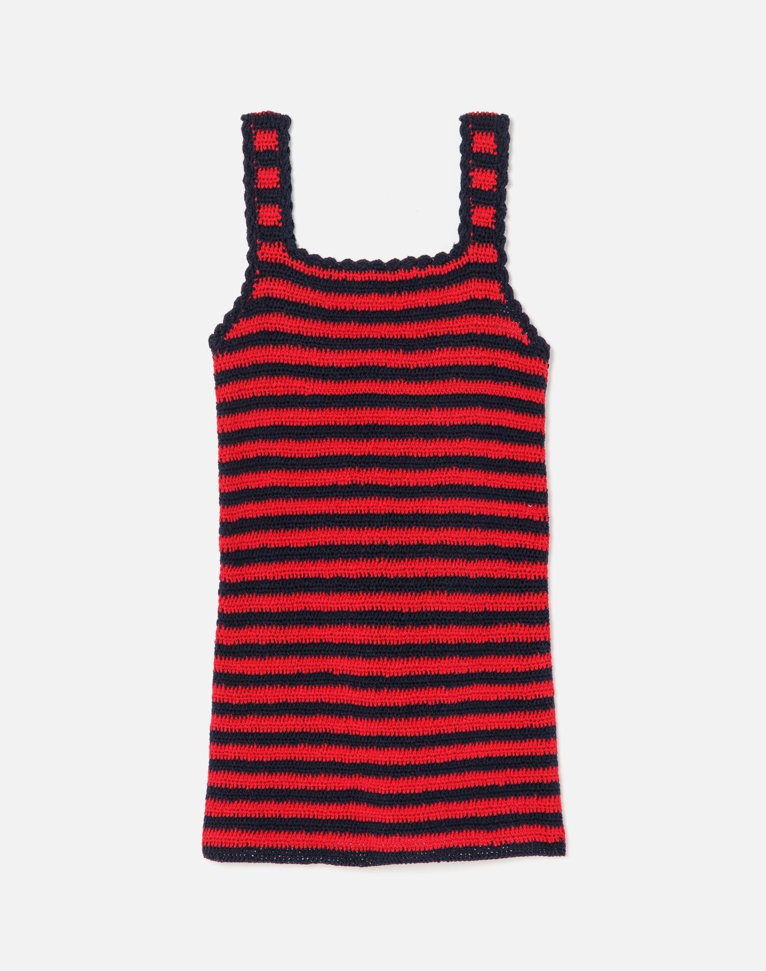 70s Crochet Mini Dress - Red Navy Multi sold by Re/Done