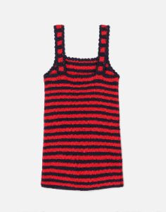 70s Crochet Mini Dress - Red Navy Multi sold by Re/Done