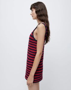 70s Crochet Mini Dress - Red Navy Multi sold by Re/Done