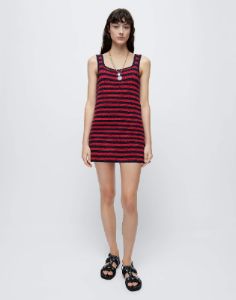 70s Crochet Mini Dress - Red Navy Multi sold by Re/Done