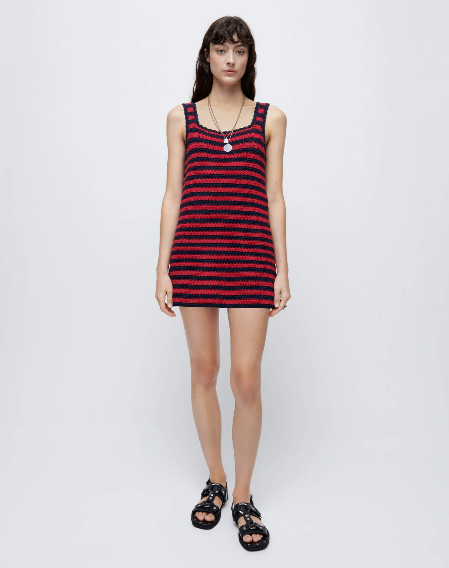 70s Crochet Mini Dress - Red Navy Multi sold by Re/Done product image thumbnail 4