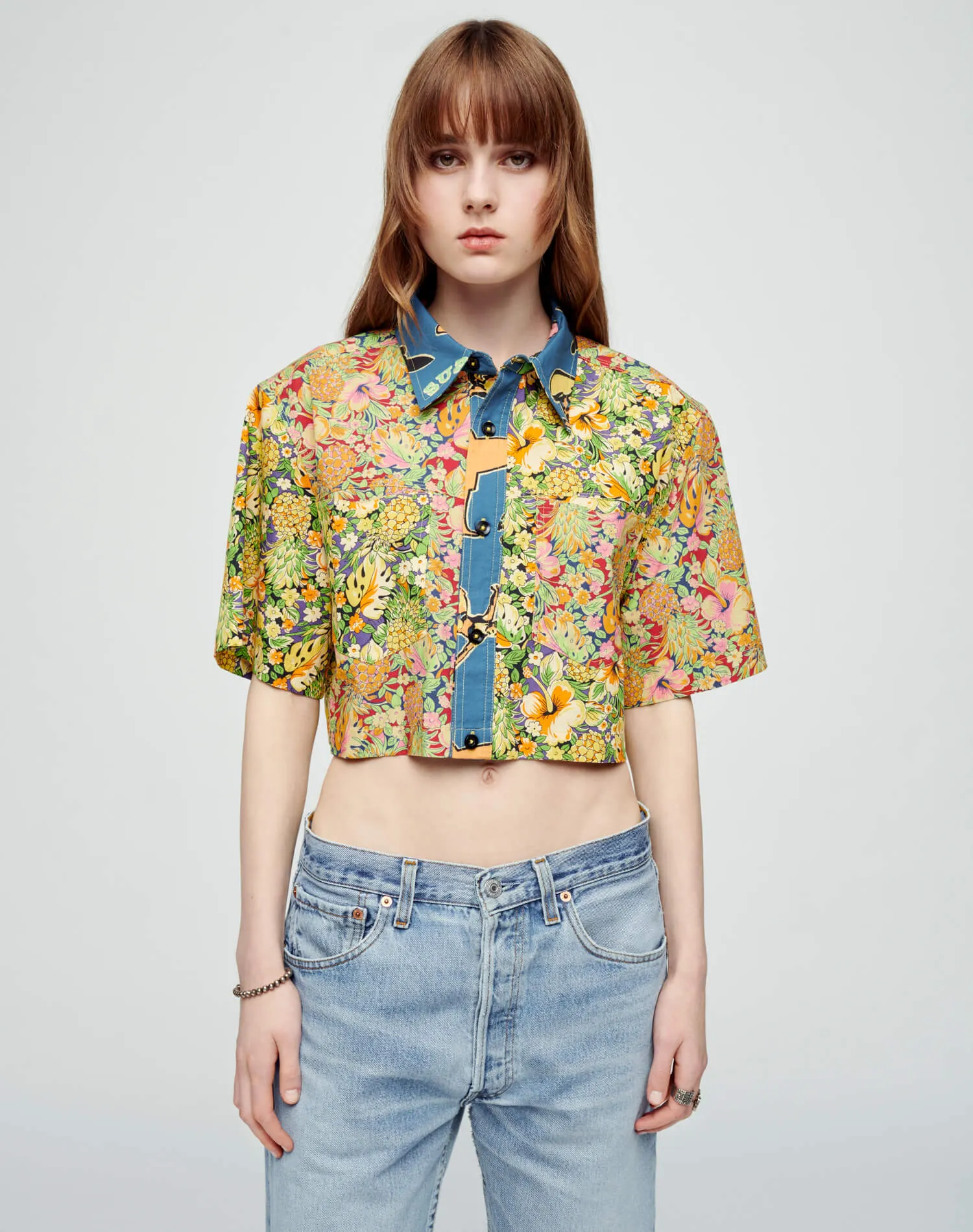 Oversized Crop Shirt - Multi Pineapple sold by Re/Done product image thumbnail 3