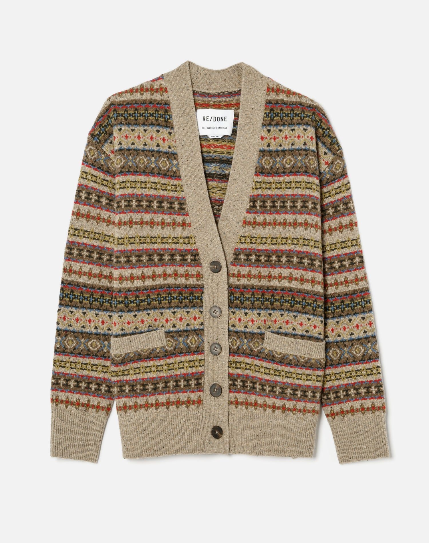 90s Oversized Cardigan - Gravel Ruby Multi sold by Re/Done