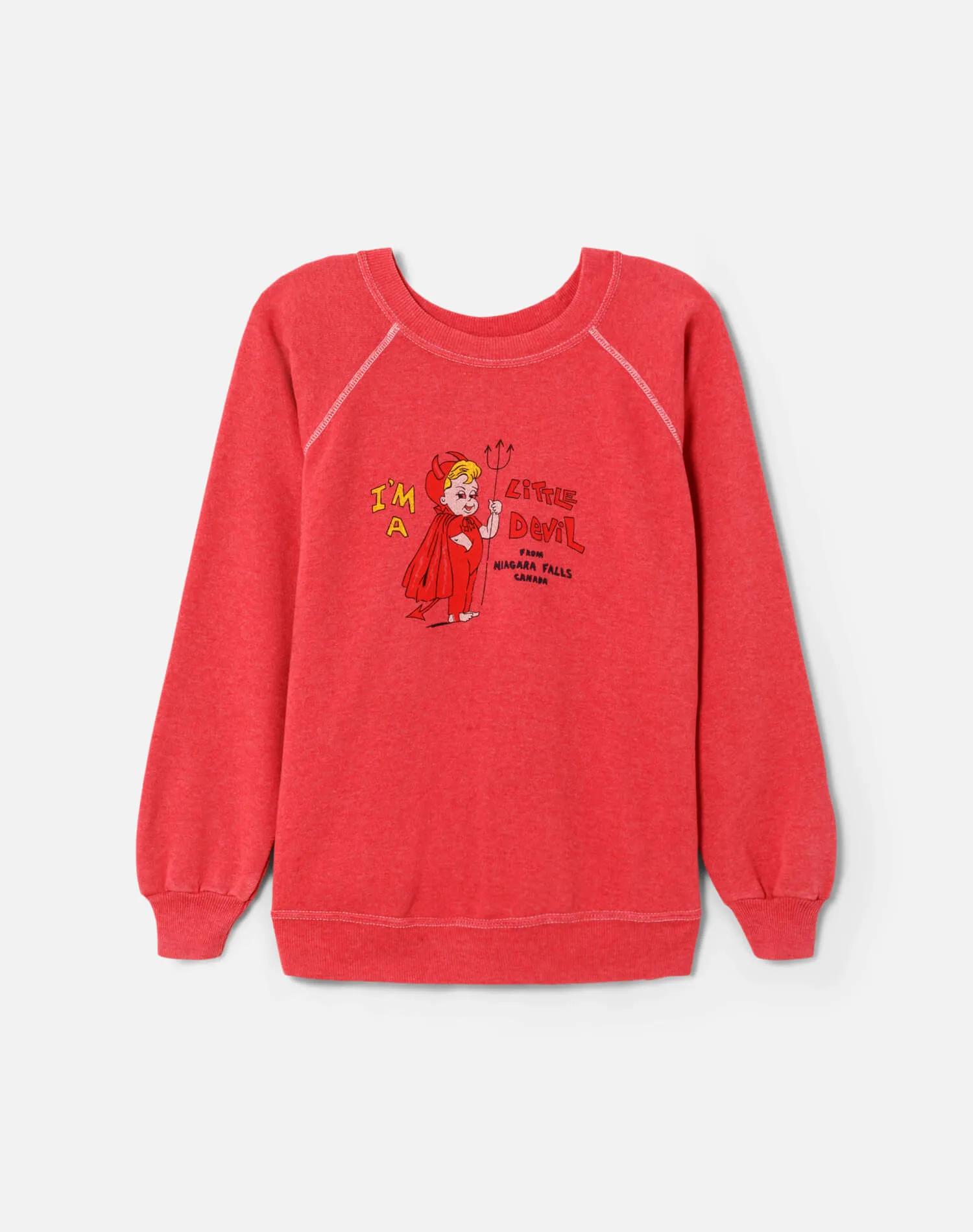 Upcycled "Little Devil" Sweatshirt in Heathered Red - 11229772 sold by Re/Done