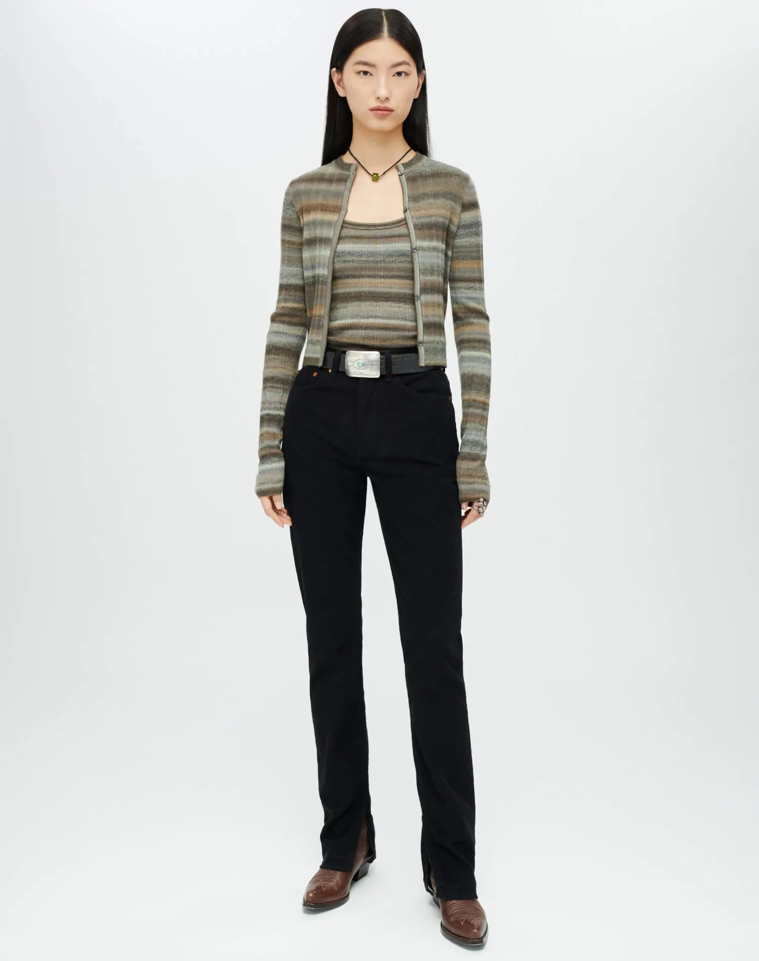 Button Front Cardigan - Grey Space Dye sold by Re/Done product image thumbnail 2