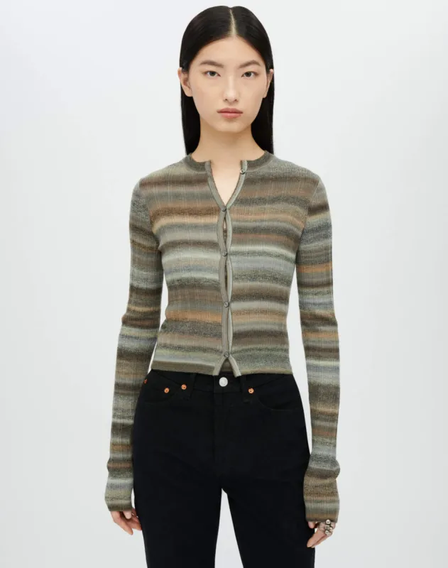 Button Front Cardigan - Grey Space Dye sold by Re/Done